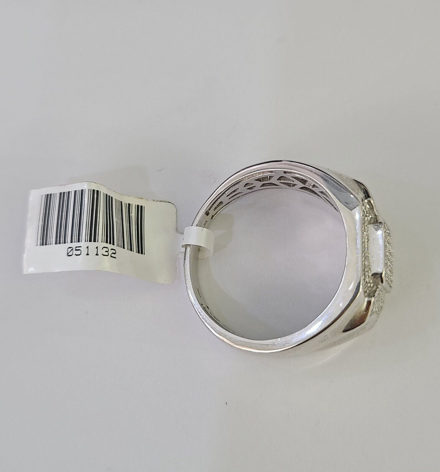 Real 10k White Diamond Ring White Gold Size 10 Mens Ring Genuine - GoldenlinQ